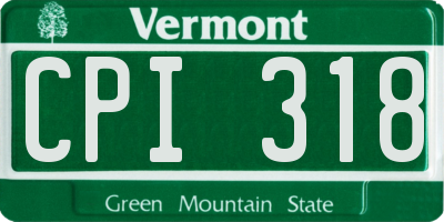VT license plate CPI318