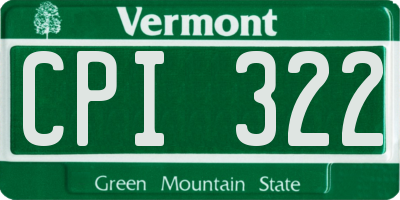 VT license plate CPI322