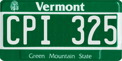 VT license plate CPI325