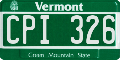 VT license plate CPI326