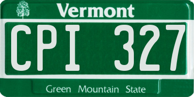 VT license plate CPI327