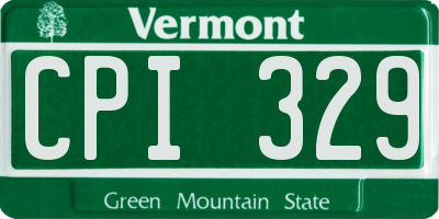 VT license plate CPI329