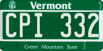 VT license plate CPI332