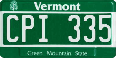 VT license plate CPI335