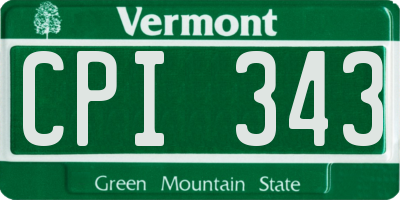 VT license plate CPI343
