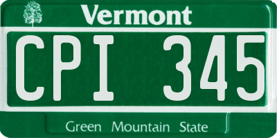 VT license plate CPI345