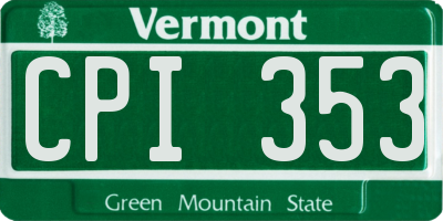 VT license plate CPI353