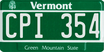 VT license plate CPI354