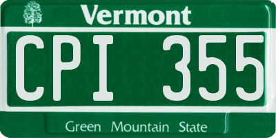 VT license plate CPI355
