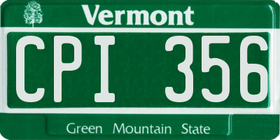 VT license plate CPI356