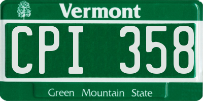 VT license plate CPI358