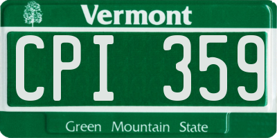 VT license plate CPI359