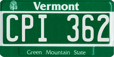 VT license plate CPI362