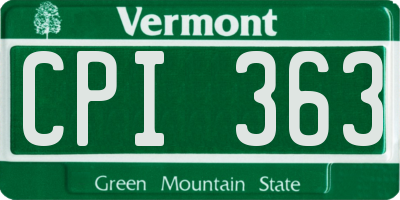 VT license plate CPI363