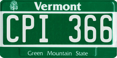 VT license plate CPI366