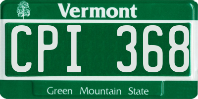 VT license plate CPI368