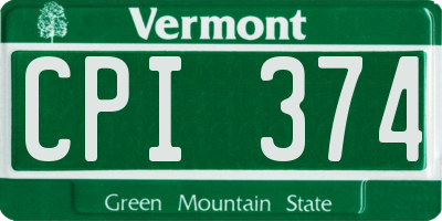 VT license plate CPI374