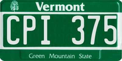 VT license plate CPI375