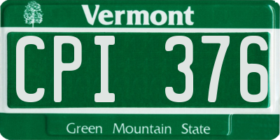 VT license plate CPI376
