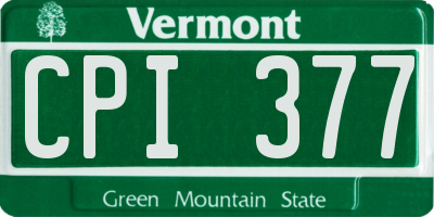 VT license plate CPI377