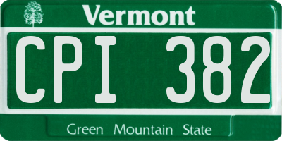 VT license plate CPI382
