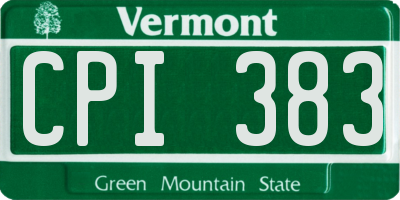 VT license plate CPI383