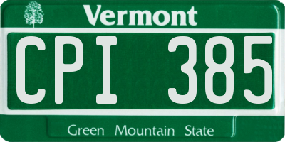 VT license plate CPI385