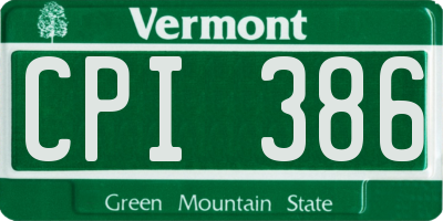 VT license plate CPI386