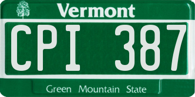 VT license plate CPI387