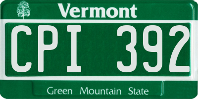 VT license plate CPI392