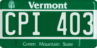 VT license plate CPI403