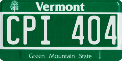 VT license plate CPI404