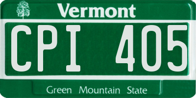 VT license plate CPI405