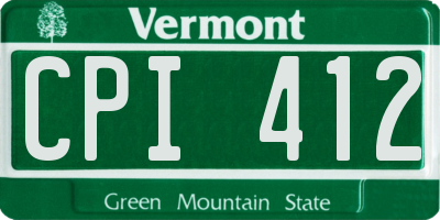 VT license plate CPI412