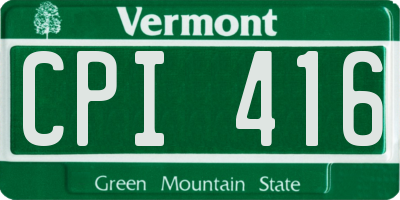 VT license plate CPI416