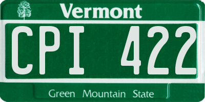 VT license plate CPI422