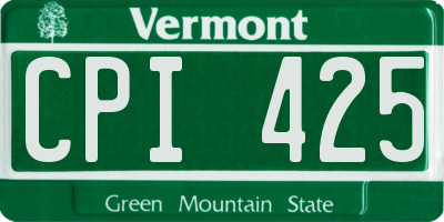 VT license plate CPI425