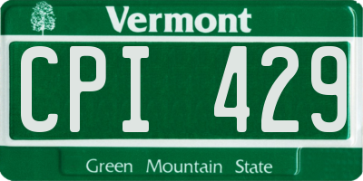 VT license plate CPI429