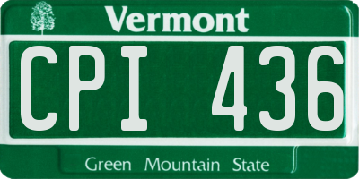 VT license plate CPI436