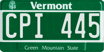 VT license plate CPI445