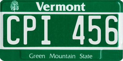 VT license plate CPI456