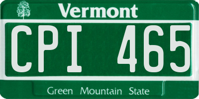 VT license plate CPI465
