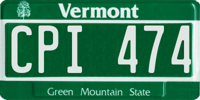 VT license plate CPI474
