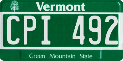 VT license plate CPI492