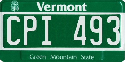 VT license plate CPI493