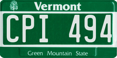 VT license plate CPI494