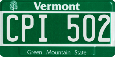 VT license plate CPI502