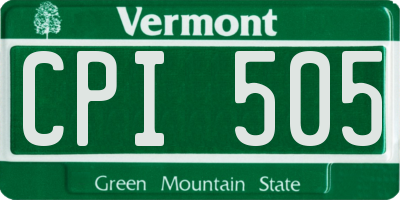 VT license plate CPI505