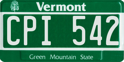 VT license plate CPI542