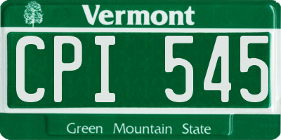 VT license plate CPI545